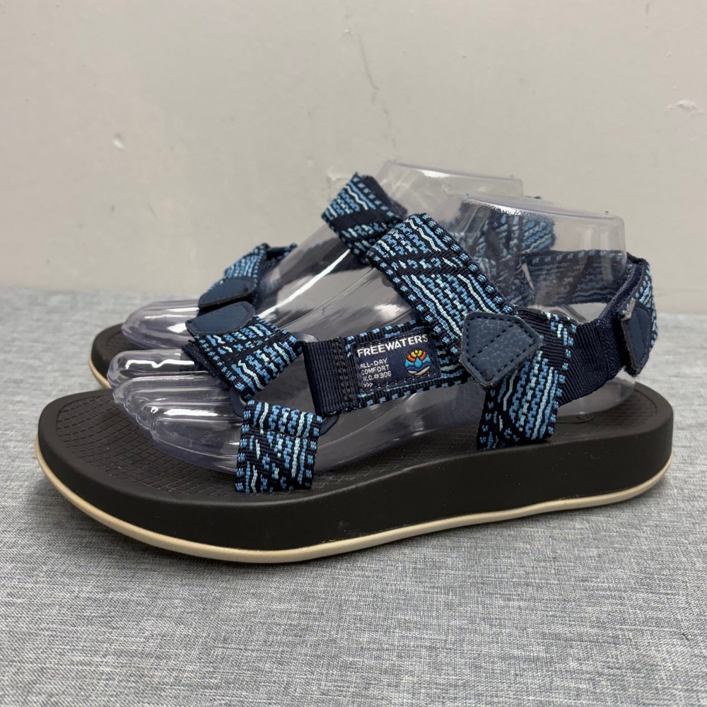 Freewaters All-Day Comfort Sandals Women 7 Blue Strappy Hiking Sporty T66